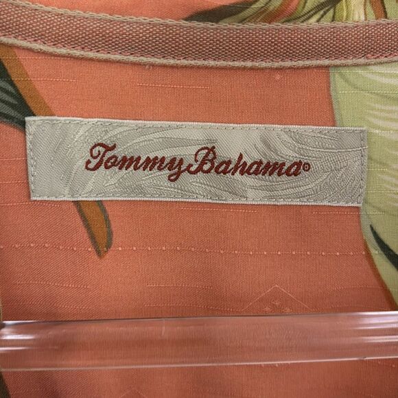 Tommy Bahama 100% Silk Hawaiian Shirt Orange Palm Tree Design Button Up Size XL - Picture 3 of 13